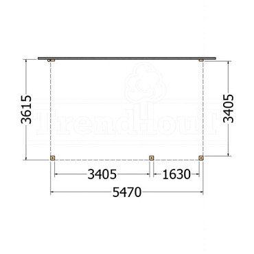 Aanbouwveranda Modena 5500x3650x2700mm (bxdxh) rechts