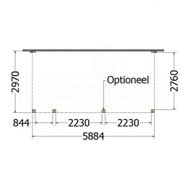 Aanbouwveranda Modena 5900x3000x2700mm (bxdxh) links