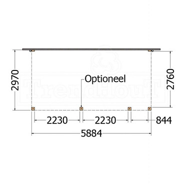 Aanbouwveranda Modena 5900x3000x2700mm (bxdxh) rechts
