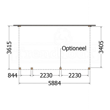 Aanbouwveranda Modena 5900x3650x2700mm (bxdxh) links