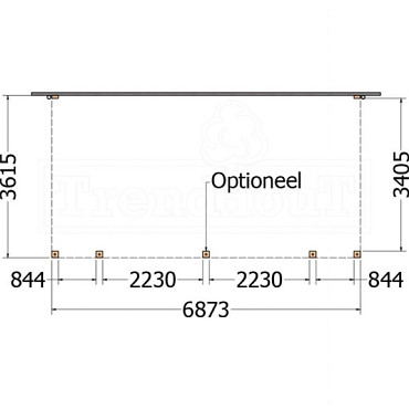 Aanbouwveranda Modena 6900x3650x2700mm (bxdxh)