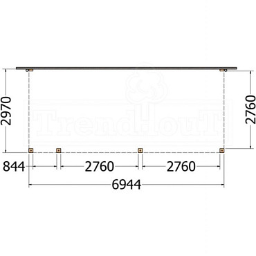 Aanbouwveranda Modena 6950x3000x2700mm (bxdxh) links