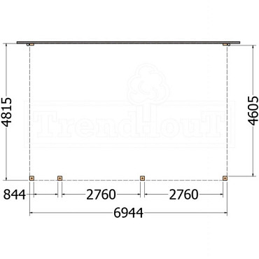 Aanbouwveranda Modena 6950x4850x2700mm (bxdxh) links