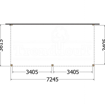 Aanbouwveranda Modena 7250x3650x2700mm (bxdxh)