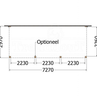 Aanbouwveranda Modena 7300x3000x2700mm (bxdxh) rechts