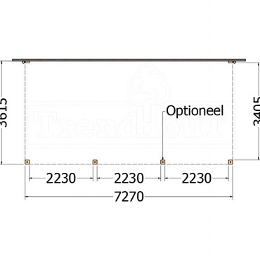 Aanbouwveranda Modena 7300x3650x2700mm (bxdxh) links