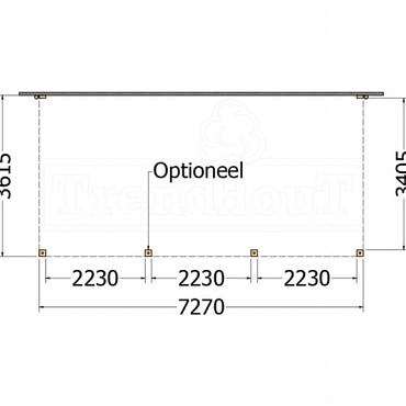 Aanbouwveranda Modena 7300x3650x2700mm (bxdxh) rechts