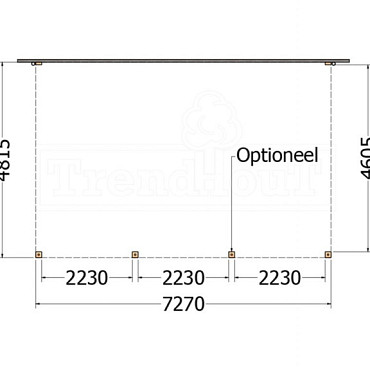 Aanbouwveranda Modena 7300x4850x2700mm (bxdxh) links