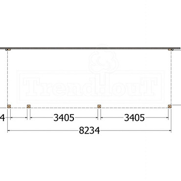 Aanbouwveranda Modena 8250x3000x2700mm (bxdxh) links