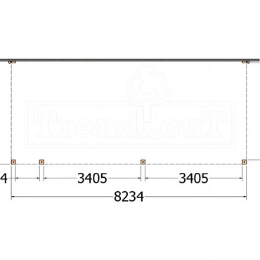 Aanbouwveranda Modena 8250x3650x2700mm (bxdxh) links