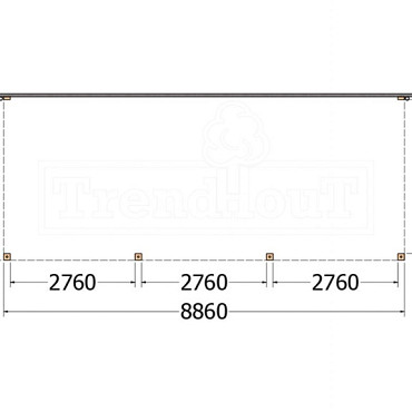 Aanbouwveranda Modena 8900x3650x2700mm (bxdxh)