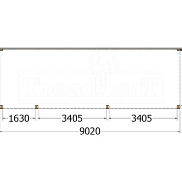 Aanbouwveranda Modena 9050x3000x2700mm (bxdxh) links