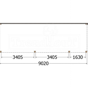 Aanbouwveranda Modena 9050x3000x2700mm (bxdxh) rechts