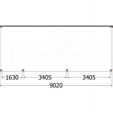 Aanbouwveranda Modena 9050x3650x2700mm (bxdxh) links