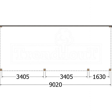 Aanbouwveranda Modena 9050x3650x2700mm (bxdxh) rechts