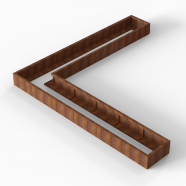 Bloembak Module+ L-vorm 60x360x360x28cm | Corten