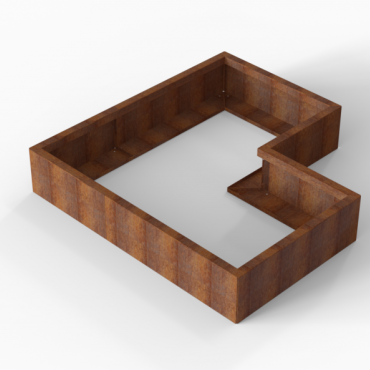 Bloembak Module+ L-vorm 90x150x150x28cm | Corten