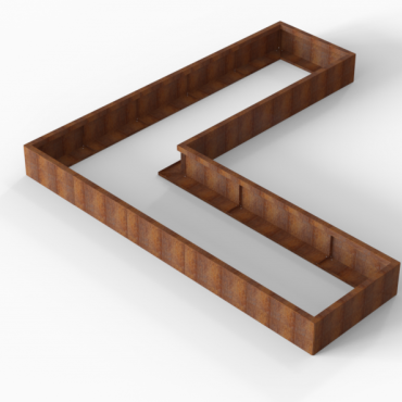 Bloembak Module+ L-vorm 90x300x300x28cm | Corten