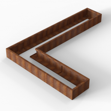 Bloembak Module+ L-vorm 60x330x240x28cm | Corten