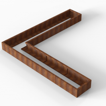 Bloembak Module+ L-vorm 60x330x330x28cm | Corten