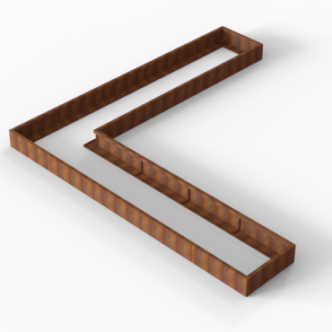 Bloembak Module+ L-vorm 90x450x450x28cm | Corten
