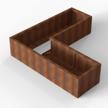 Bloembak Module+ L-vorm 60x180x180x42cm | Corten