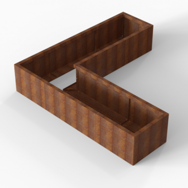 Bloembak Module+ L-vorm 60x210x210x42cm | Corten
