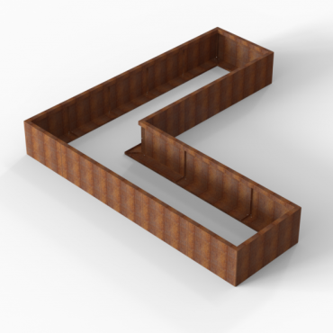 Bloembak Module+ L-vorm 90x300x300x42cm | Corten
