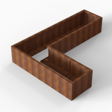 Bloembak Module+ L-vorm 60x240x180x42cm | Corten