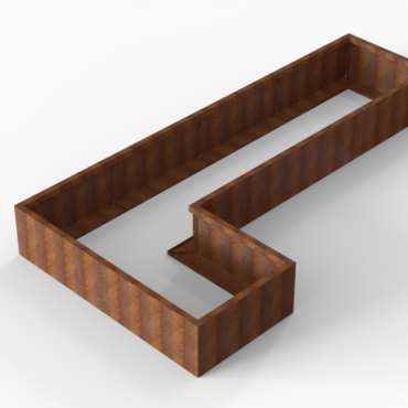Bloembak Module+ L-vorm 90x360x180x42cm | Corten