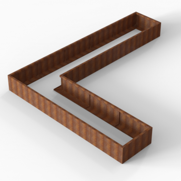Bloembak Module+ L-vorm 90x450x360x42cm | Corten