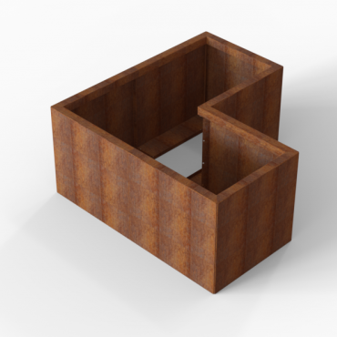 Bloembak Module+ L-vorm 60x120x120x56cm | Corten