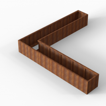 Bloembak Module+ L-vorm 60x360x360x56cm | Corten