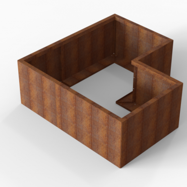 Bloembak Module+ L-vorm 90x150x150x56cm | Corten