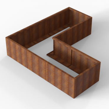 Bloembak Module+ L-vorm 90x240x240x56cm | Corten