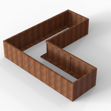 Bloembak Module+ L-vorm 90x270x270x56cm | Corten