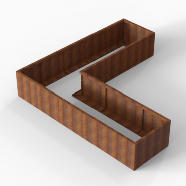 Bloembak Module+ L-vorm 90x300x300x56cm | Corten