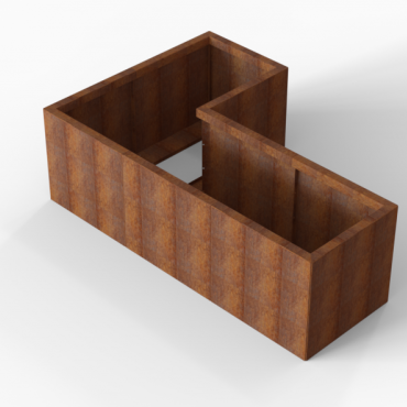 Bloembak Module+ L-vorm 60x120x180x56cm | Corten