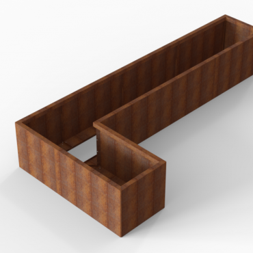 Bloembak Module+ L-vorm 60x330x150x56cm | Corten