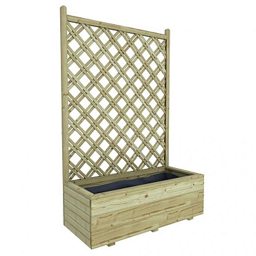 Bloembak met dubbele rechttrellis 140x90x40cm (HxBxD), groen geïmpregneerd