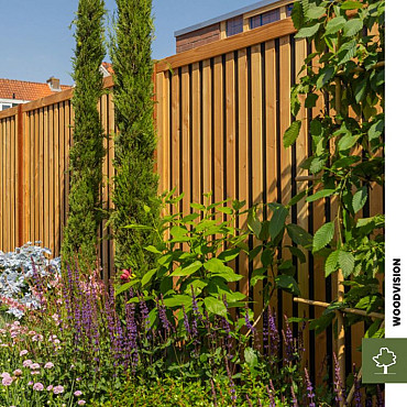 Douglas geschaafd rhombus plankenscherm met zwarte binnenkant, 180x180cm zwart/onbehandeld