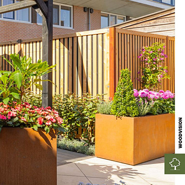 Douglas geschaafd rhombus plankenscherm met zwarte binnenkant, 180x180cm zwart/onbehandeld