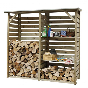 Haardhoutberging Twin 176x190x60cm (HxBxD), groen geïmpregneerd