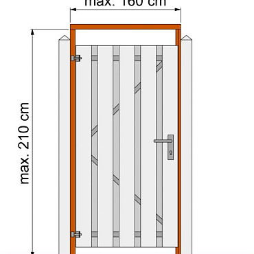 Tuindeurkozijn hardhout met aanslaglat, max 160cm breed