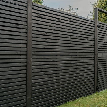 Lattenscherm Grenen geschaafd recht horizontaal/verticaal, 180x180x5cm zwart gespoten