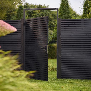 Grenen geschaafd latten deur op verstelbaar frame, horizontaal, 178x99x5cm zwart gespoten