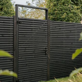 Grenen geschaafd latten deur op verstelbaar frame, horizontaal, 178x99x5cm zwart gespoten