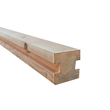 Douglas sleufpaal 9,5x9,5x300cm tbv 28 mm profielplanken, tussenpaal, onbehandeld