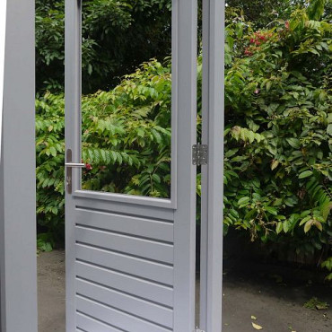 Hardhouten Enkele dichte deur Prestige linksdraaiend 109x221cm grijs gegrond