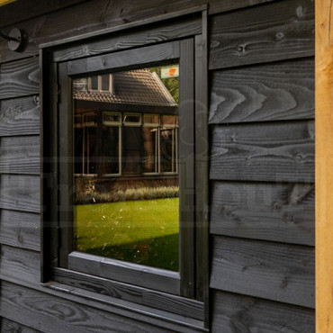 Steel Look uitzetraam 01 enkel DOUGLAS zwart, raam:674x1296mm+kozijn:808x1430mm